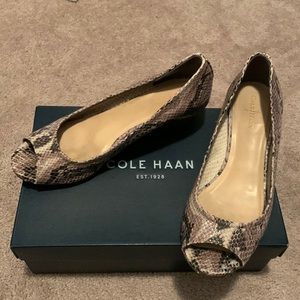 Cole Haan Nike Snake Skin Peep Toe Wedges